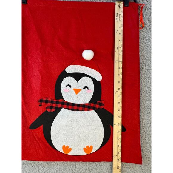 Christmas Santa Sack Set Of 2 Gift Bags Penguin And Santa Note Large Medium - Picture 12 of 12